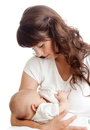A woman breastfeeding a baby